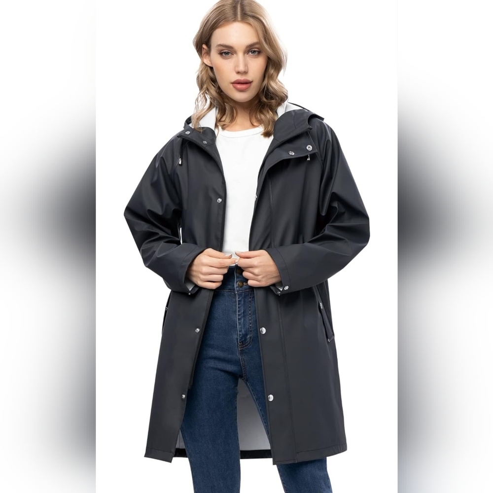 Rain Jackets for Women Waterproof, Raincoat Long Hooded Rain Coats Outdoor